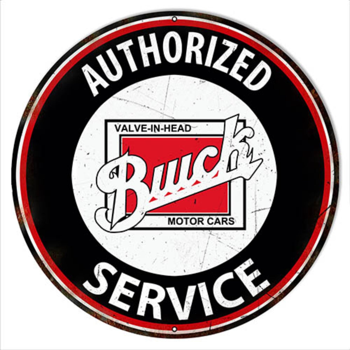 Vintage "Authorized Buick Service" Distressed Metal Sign β Classic Garage Wall Art