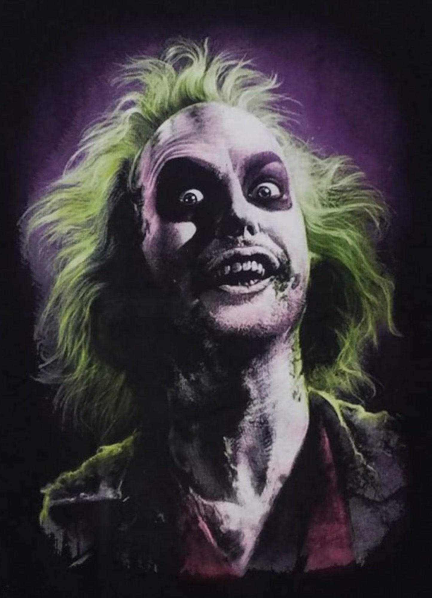beetlejuice color face adult silkscreen t-shirt available from small-3xl apparel beetlejuice movies horror unisex shirts tops