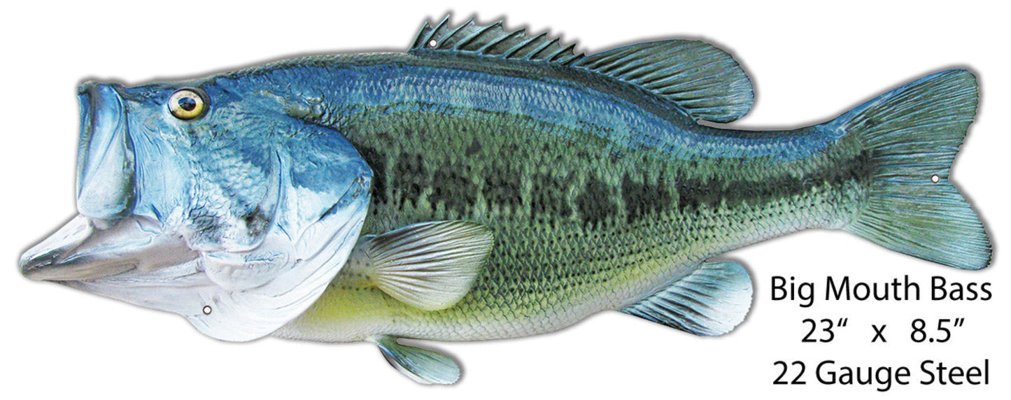Big Mouth Bass model with dimensions and material information on a white background