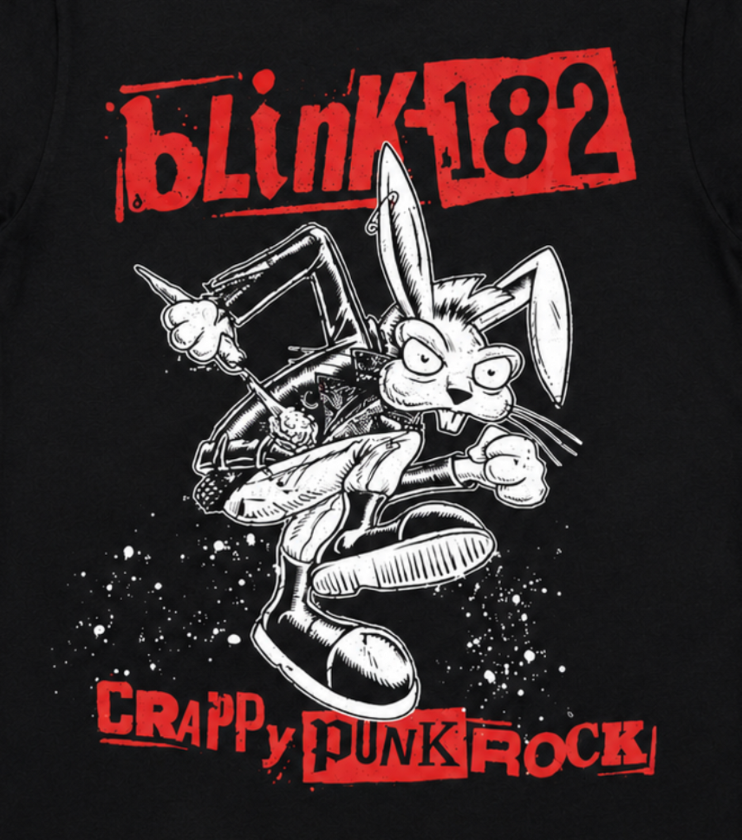 Blink-182 Crappy Punk Rock graphic T-shirt with red logo and raw sketch-style artwork unisex sizes S–2XL