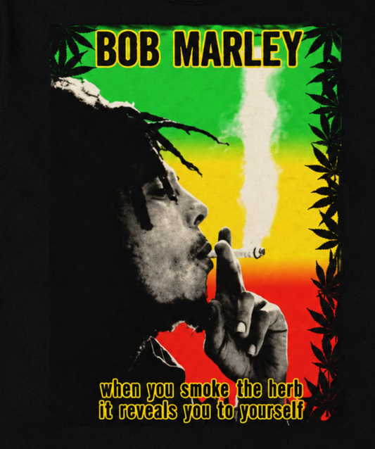 Bob Marley Smoke the Herb graphic T-shirt with rasta colors and quote design unisex sizes Sβ3XL
