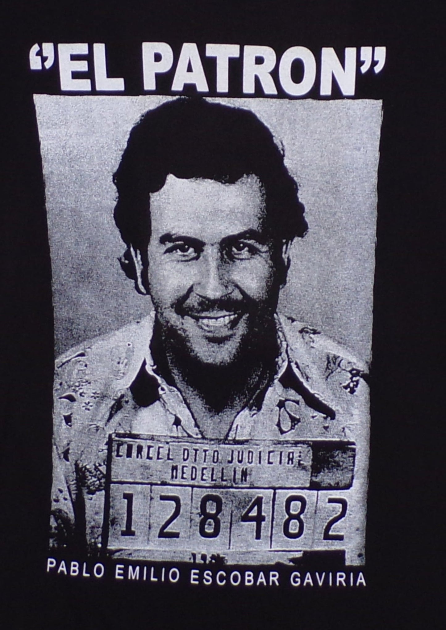 El Patron – Pablo Escobar Mugshot T-Shirt, Unisex Silkscreen, Available in Small-2XL