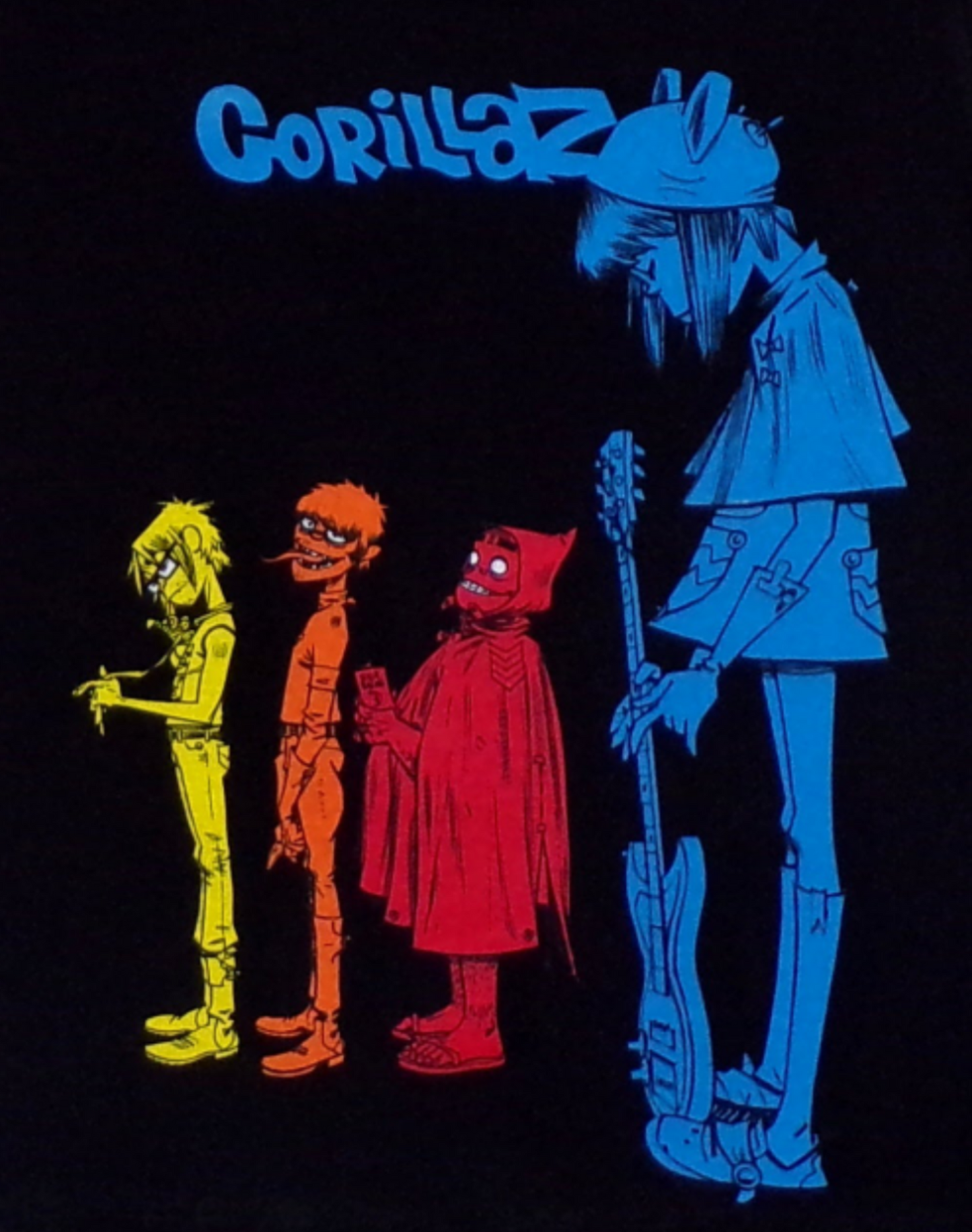 Gorillaz Blue Script Youth Unisex Band Silkscreen T-Shirt in XS-XL