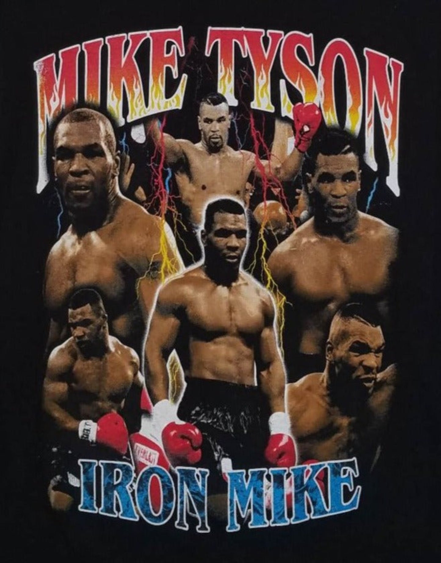 iron mike tyson picture collage adult silkscreen t-shirt available from small-3xl unisex sports apparel adult shirts tops