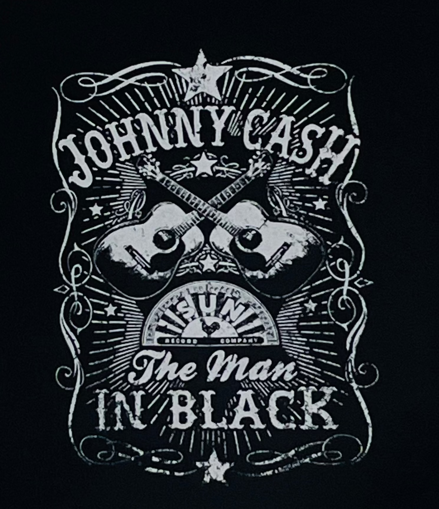 ’Johnny Cash Man in Black’ Double Guitar Band Youth Silkscreen T-Shirt – Available in XS-XL. - Youth Regular Shirt.