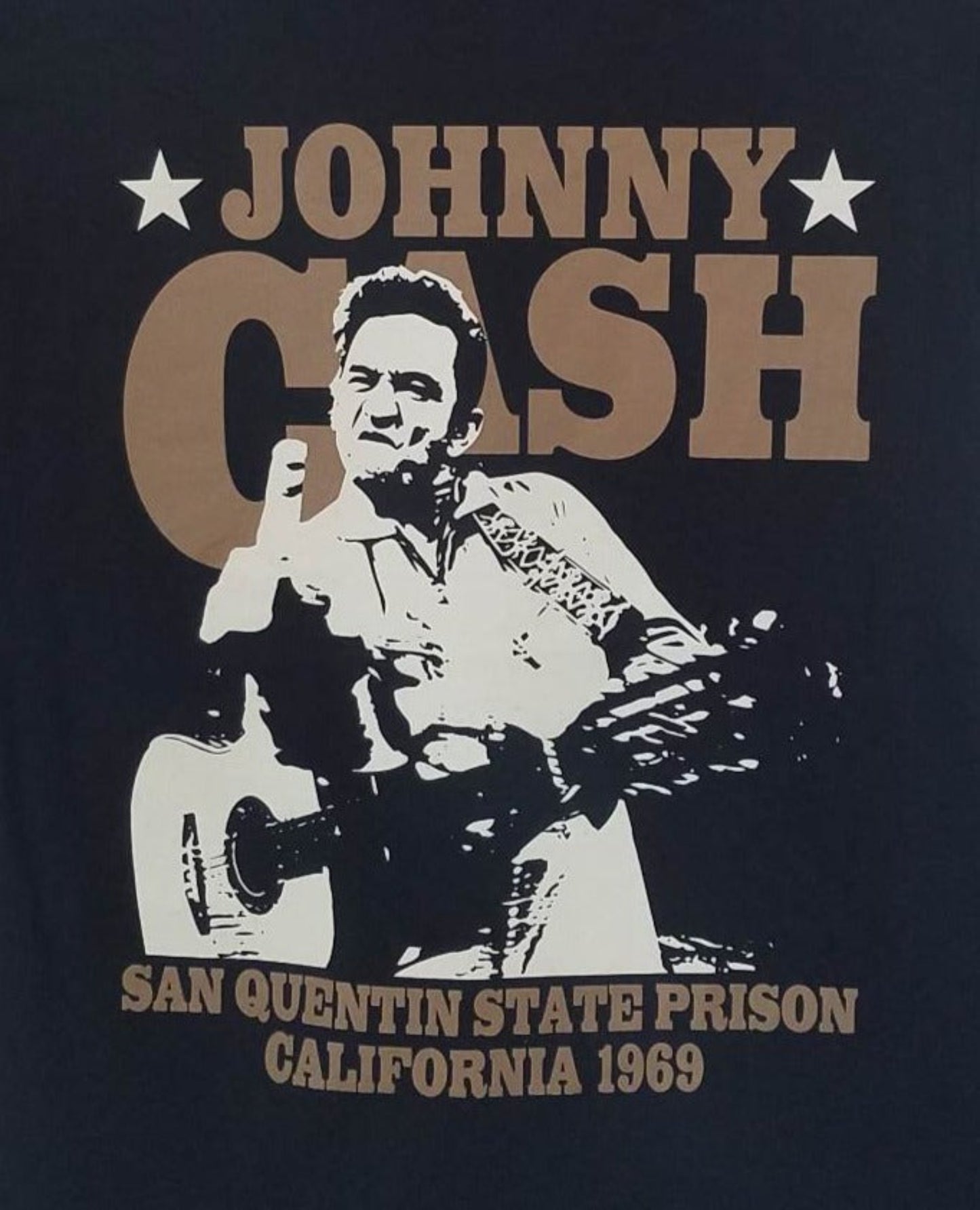 johnny cash finger san quentin adult silkscreen t-shirt available from small-3xl unisex music apparel adult shirts tops