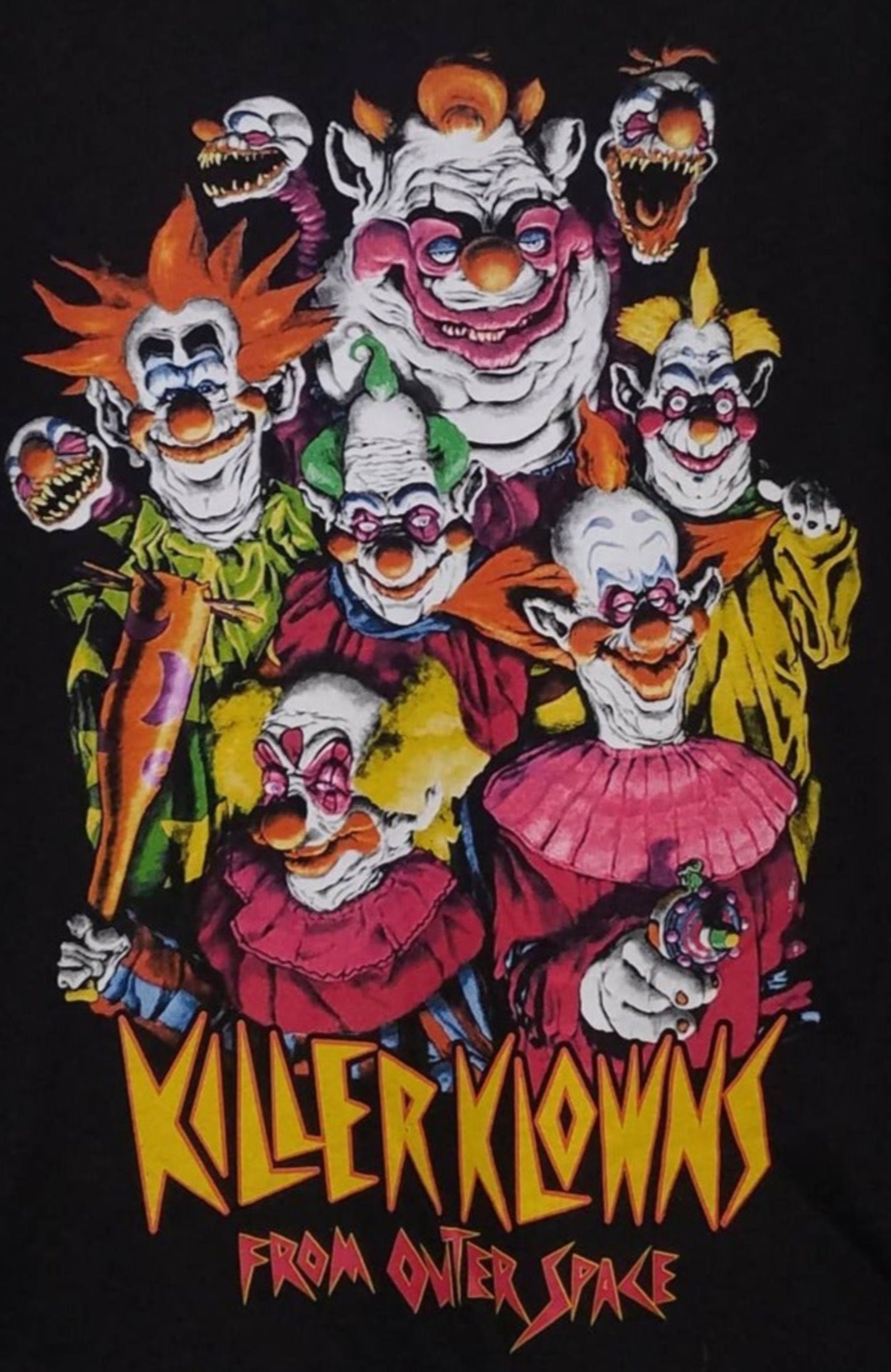killer klowns from outer space group picture adult silkscreen t-shirt available from small-3xl unisex