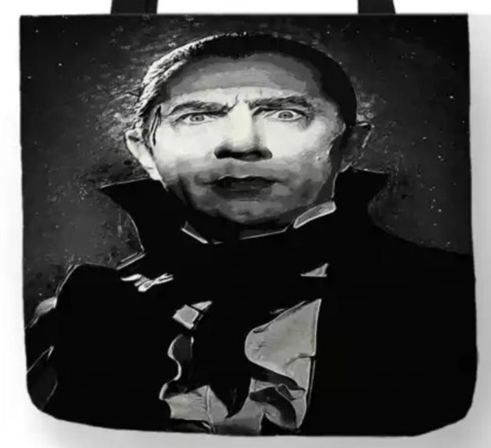 new black white dracula canvas tote bags image is printed on both sides woman vintage hollywood horror