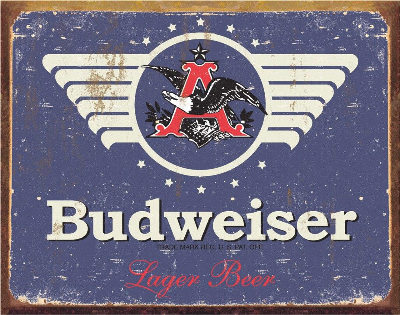 new budweiser vintage 1936 logo bar man cave metal sign 16width x 12.5height anheuser bush bottled beers beer cerveza wall decor adult