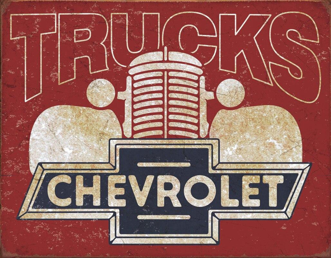 new chevrolet trucks nostalgia distressed man cave metal sign 16width x 12.5height wall decor trucks vintage general motors chevy c10 novelty