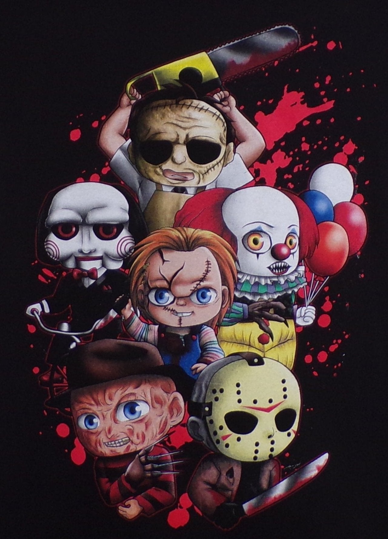 New ’Chibi Horror Collage’ Unisex Silkscreen T-Shirt. Available From Small-3XL. - Men’s Short Sleeve Shirt
