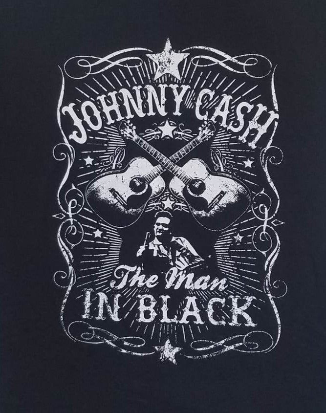 new johnny cash man in black unisex silkscreen t-shirt available from small-2xl women unisex music men apparel adult shirts tops man in black