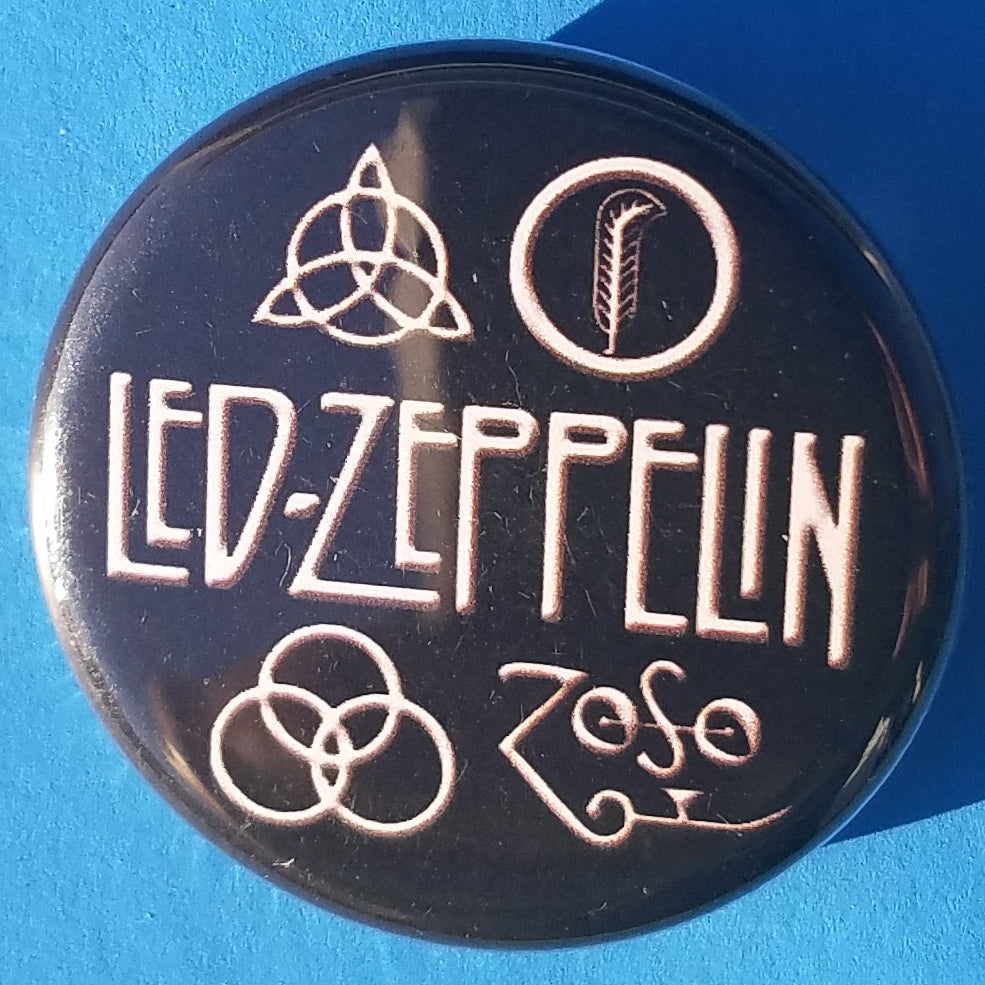 new led zeppelin button set of 3 fashion buttons are 1.25 inches in size Set Includes Led Zeppelin Color Angel Led Zeppelin IV Album Cover Led Zeppelin Zoso Symbols collection music classic rock pinback