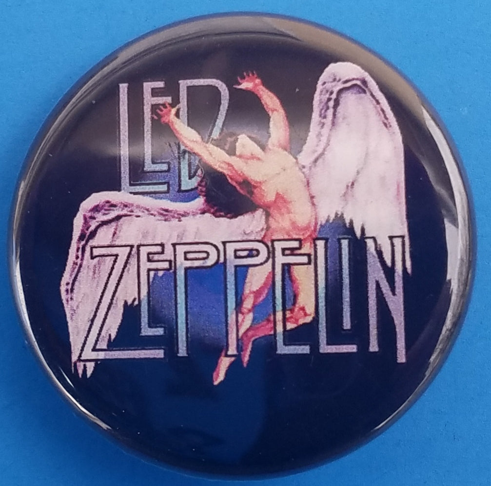 new led zeppelin button set of 3 fashion buttons are 1.25 inches in size Set Includes Led Zeppelin Color Angel Led Zeppelin IV Album Cover Led Zeppelin Zoso Symbols collection music classic rock pinback