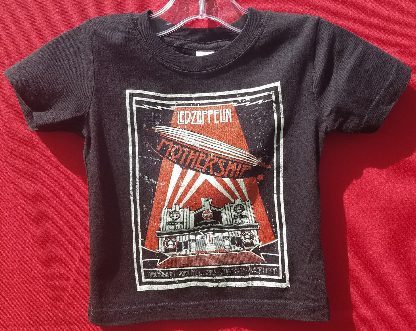 new led zeppelin mother ship infant silkscreen t-shirt available in 6 12 18 24 months unisex music kids girls boy apparel baby toddler tops
