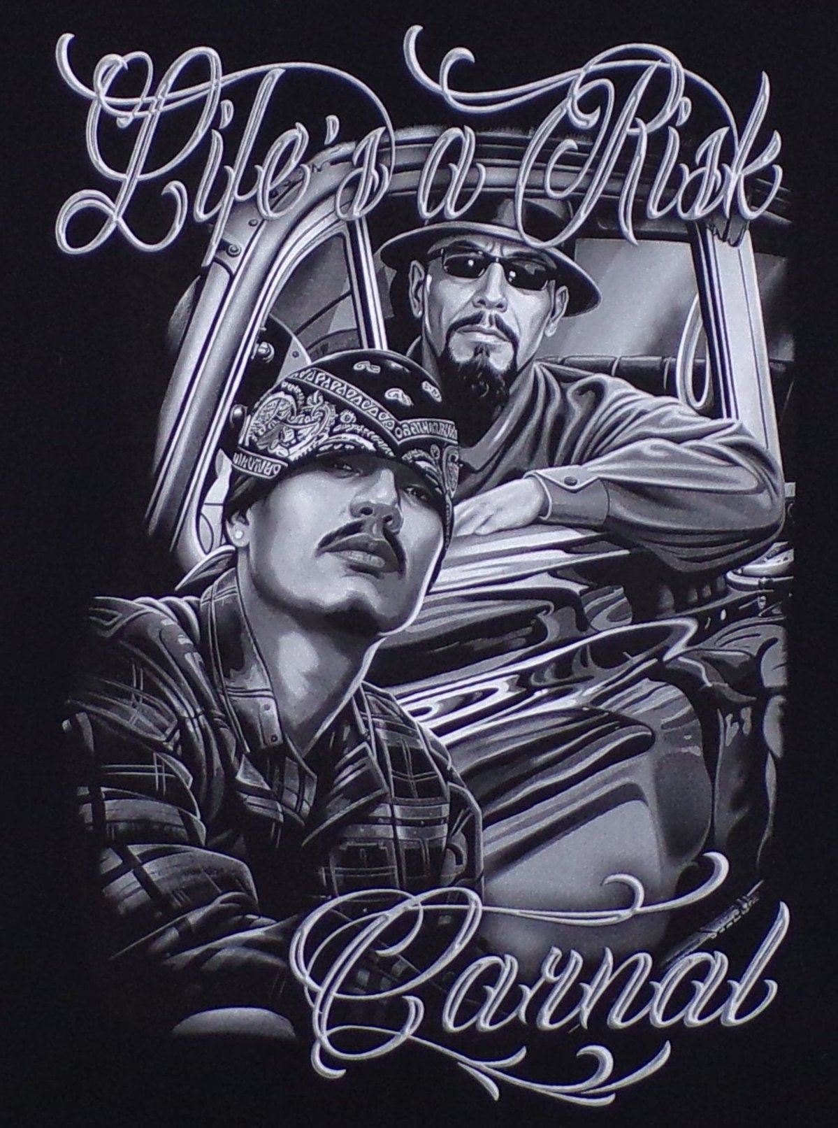 New ’Life’s A Risk Carnal’ Unisex Silkscreen T-Shirt. Available From Small-3XL. - Men’s Short Sleeve Shirt