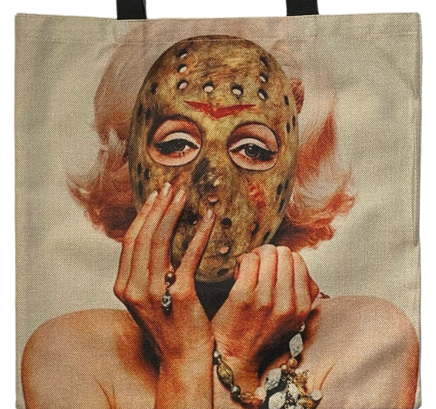 New ’Marilyn Monroe With Jason Voorhees Mask’ Canvas Tote Bags. Image Is Printed On Both Sides. - Handbags