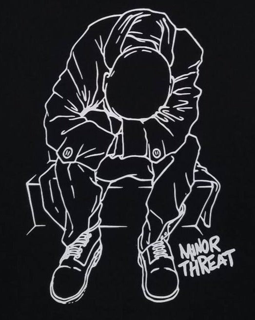 new minor threat headless bowing head mens silkscreen t-shirt 80s hardcore punk available from small-3xl women unisex music apparel adult shirts tops