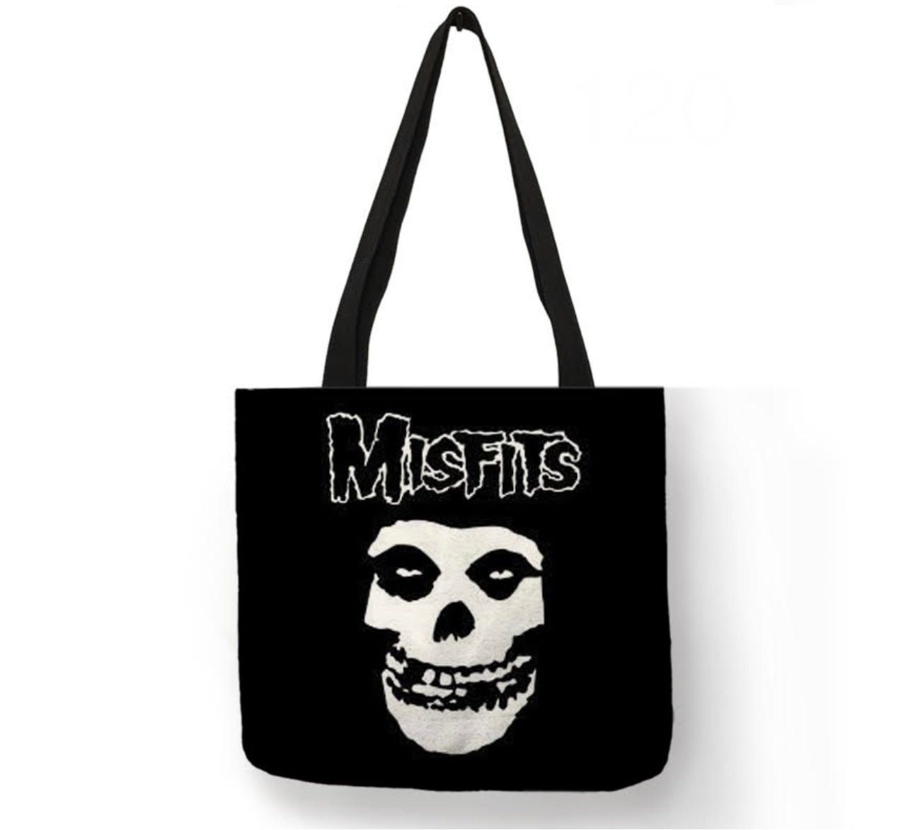 new misfits fiend face canvas tote bags image is printed on both sides women unisex tote bag punk music men hardcore punk fiend face apparel handbags