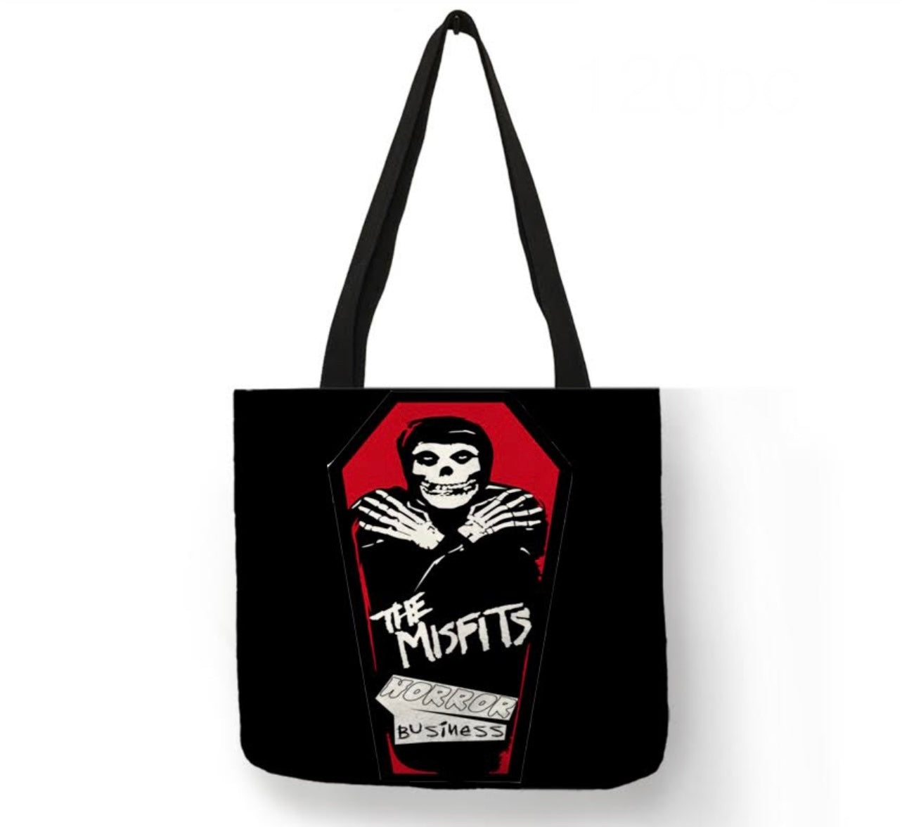 new misfits horror business canvas tote bags image is printed on both sides women men unisex punk music hardcore punk apparel handbags