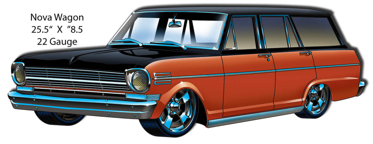 new nova wagon 4 door laser cut out metal sign with 22g steel 8.5 x 25.5 wall decor station wagon laser cut out chevy chevrolet novelty