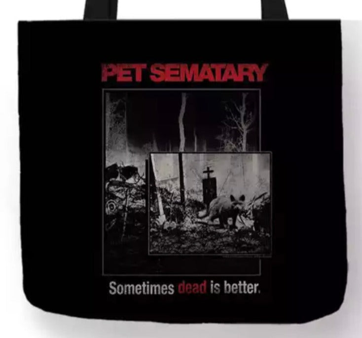 new pet cemetery sometimes dead is better canvas tote bag image is printed on both sides women unisex movies men horror apparel handbags