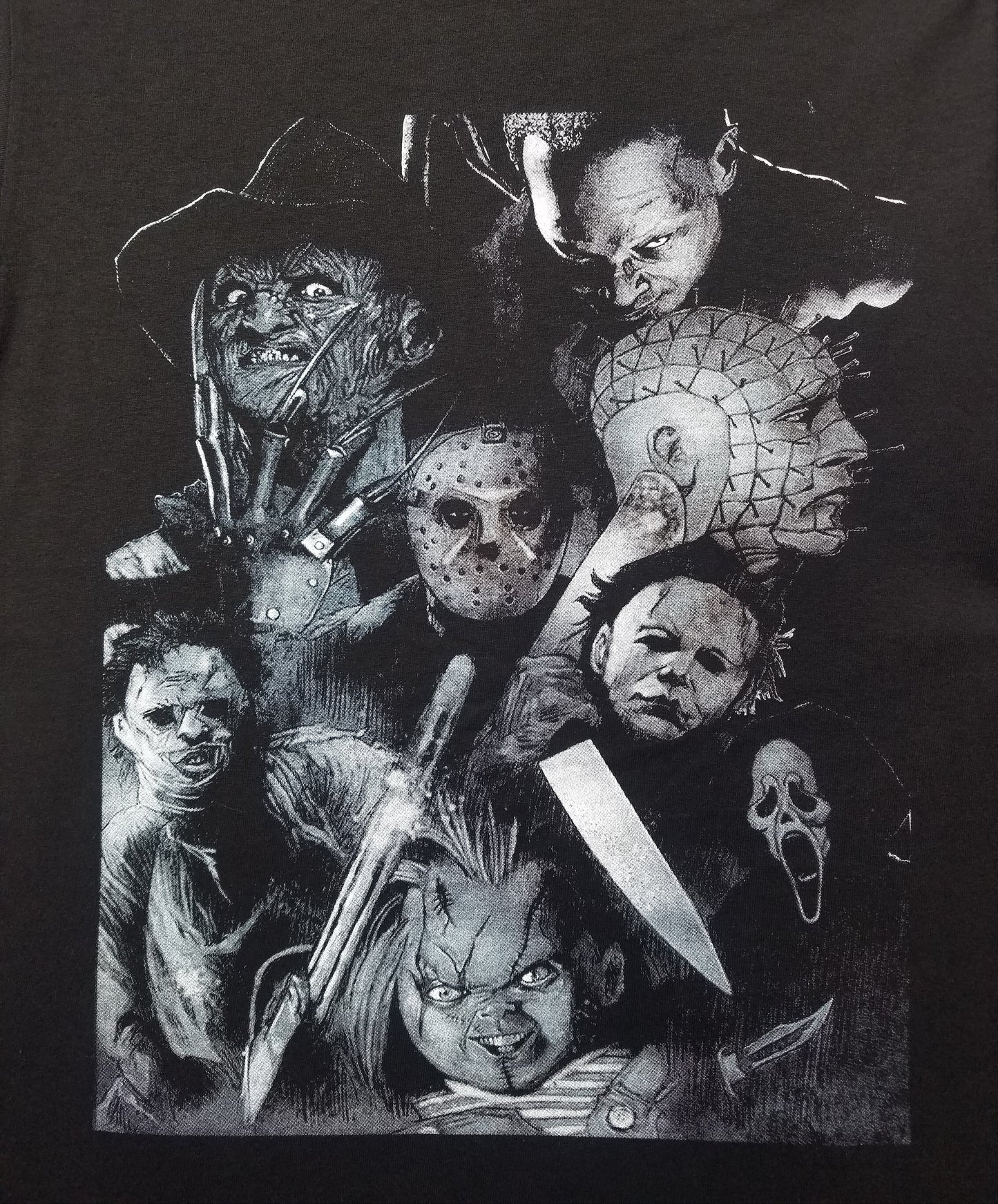 new pinhead friends unisex silkscreen horror t-shirt available from small 3xl women unisex movie men horror jason freddy chucky candyman apparel adult shirts tops