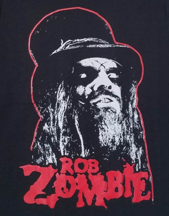 new rob zombie with top hat unisex silkscreen t-shirt available from small-3xl women unisex music movie men horror hard rock apparel adult shirts tops