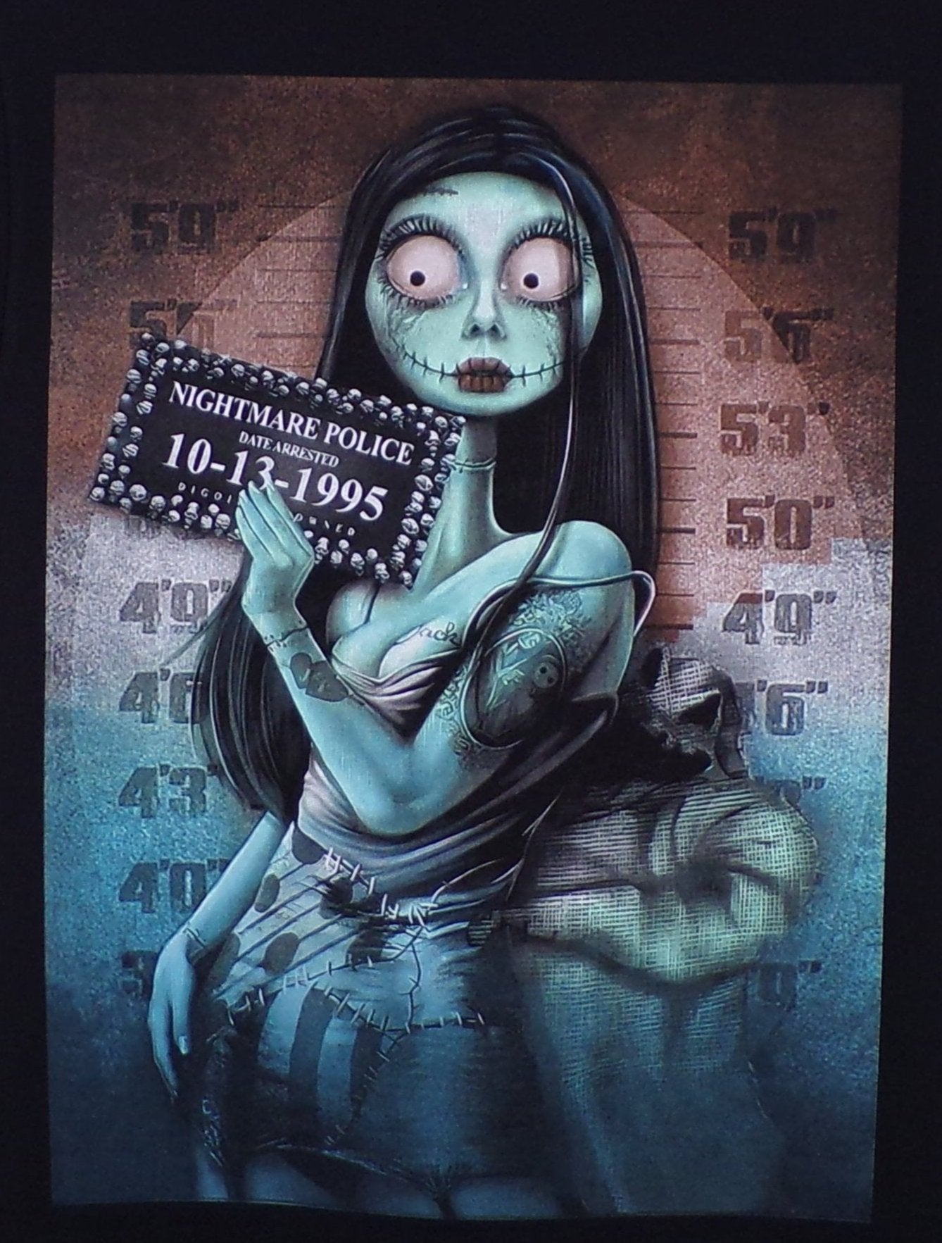 New ’Sally Skellington Mugshot’ Unisex Silkscreen T-Shirt. Available From Small-3XL. - Men’s Short Sleeve Shirt