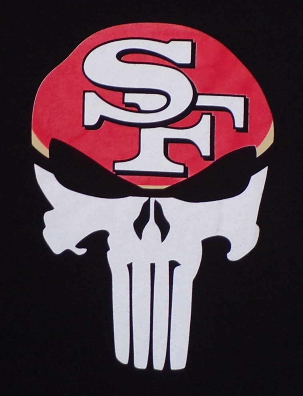 new 49ers punisher skull mens silkscreen t-shirt image is on the front of the shirt football
