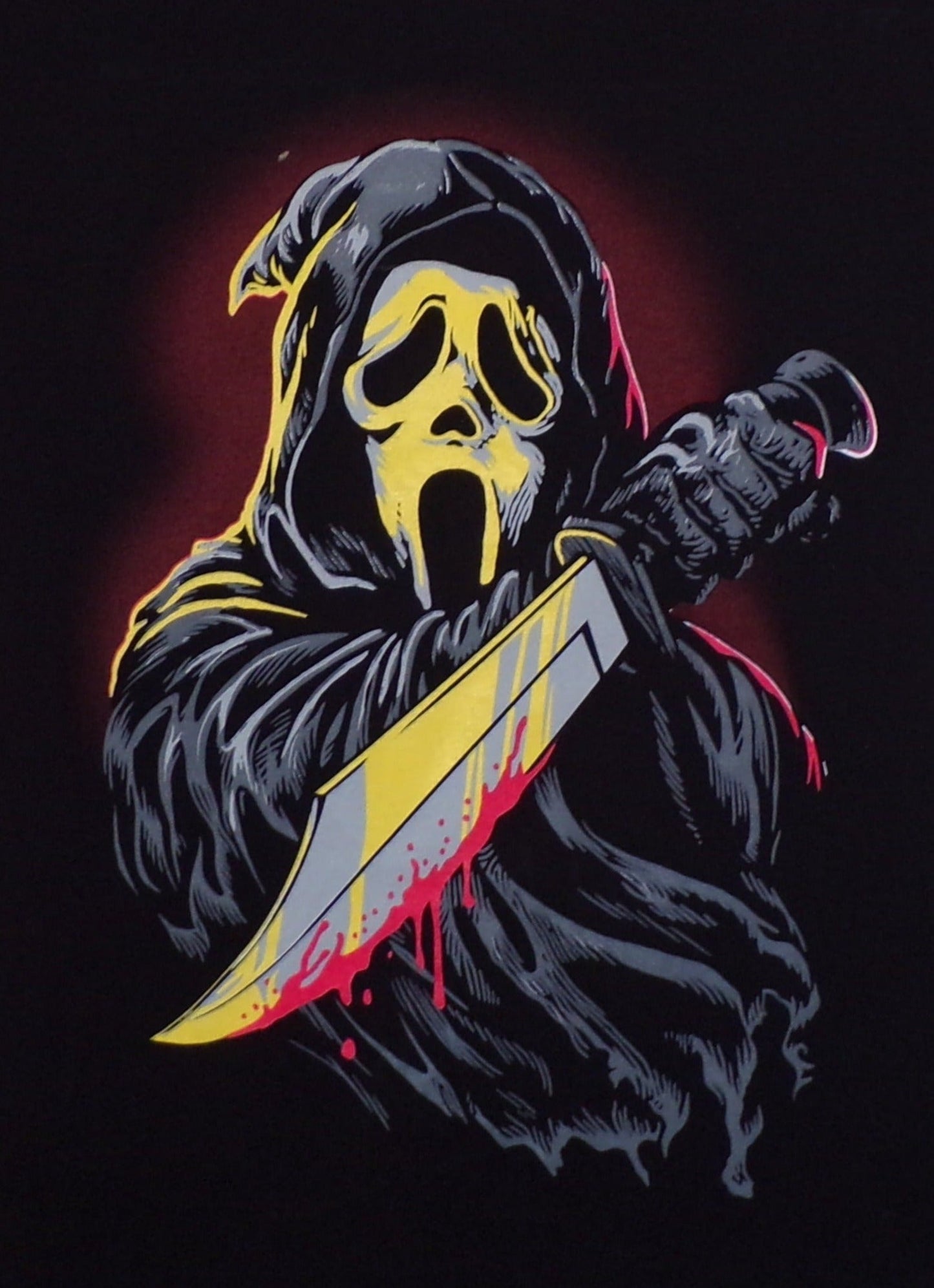 New ’Scream Ghost With Knife’ Unisex Silkscreen T-Shirt. Available From Small-3XL. - Men’s Short Sleeve Shirt