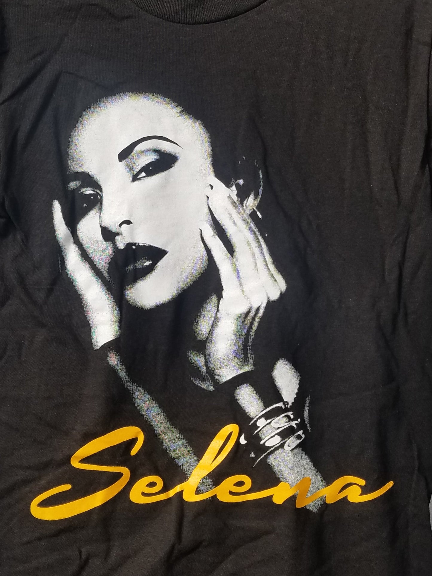 new selena with yellow writing unisex silkscreen t-shirt avaiable from small-3xl women unisex tejano selena music movie mexican style men apparel adult shirts tops