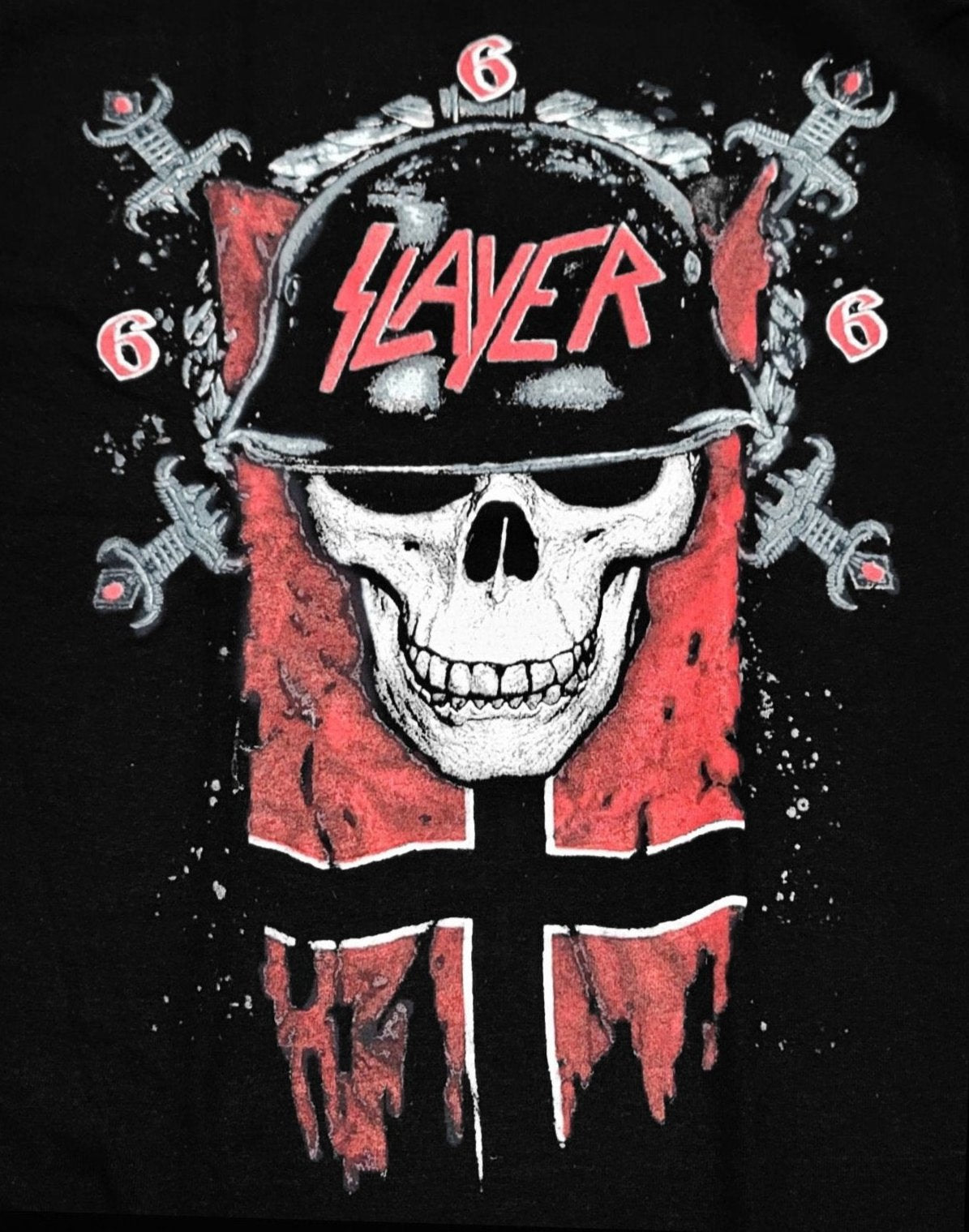 New ’Slayer - 666 Skull And Helmet’ Unisex Silkscreen T-Shirt. Available From Small-3XL. - Men’s Short Sleeve Shirt