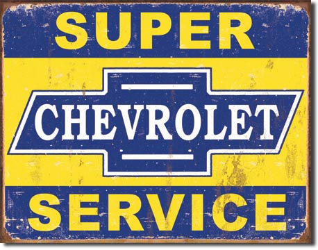 new super chevy service garage sign wall art man cave metal sign 16width x 12.5height decor trucks tranportation memorabilia lowrider hot rod general motors chevy chevrolet cars novelty