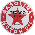 new texaco gasoline motor oil 24 round embossed aluminum sign decor tranpsortation motorcycle mopar general motors ford motor cars auto die cut novelty