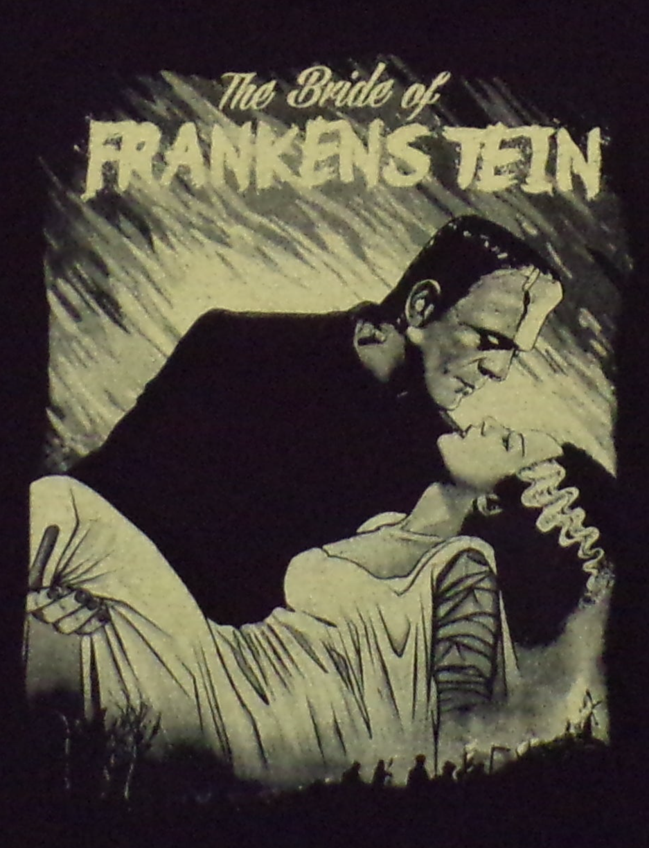 New āThe Bride of Frankenstein Kissingā Youth Silkscreen T-Shirt. Available From XS-XL Youth. - Youth Regular Shirt.