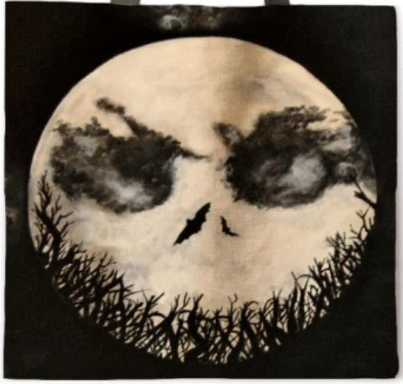 new the nightmare before christmas jack moon face canvas tote bags image is printed on both sides women unisex movie men horror apparel handbags
