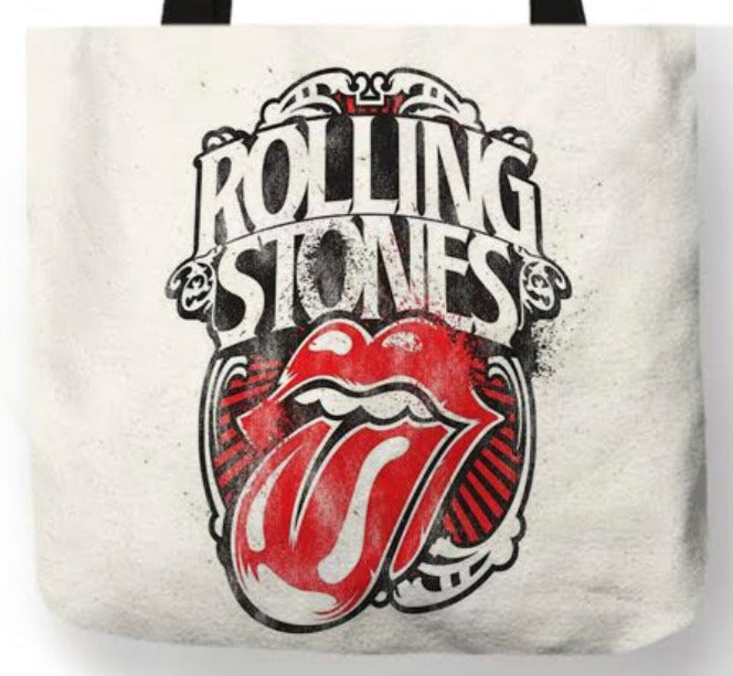 new the rolling stones distressed tongue logo canvas tote bags image is printed on both sides women unisex men music apparel classic rock handbags