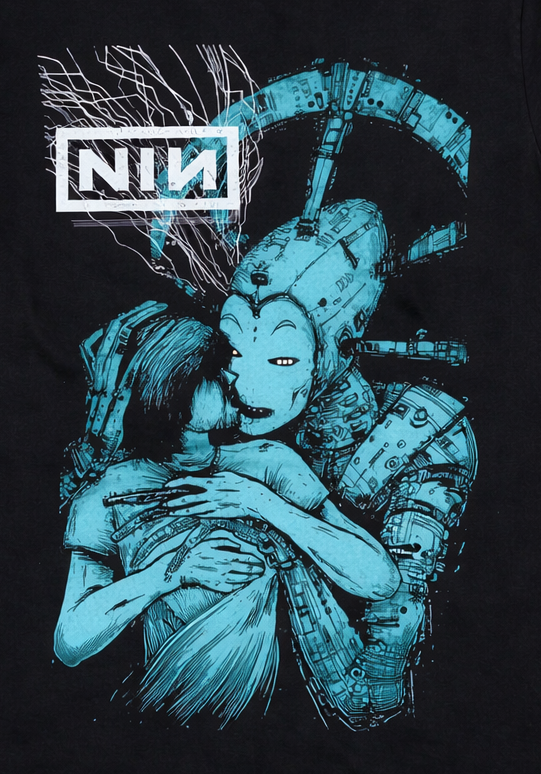 Nine Inch Nails NIN Self Destruct 1994 unisex black graphic band t-shirt industrial rock cyborg design S-2XL