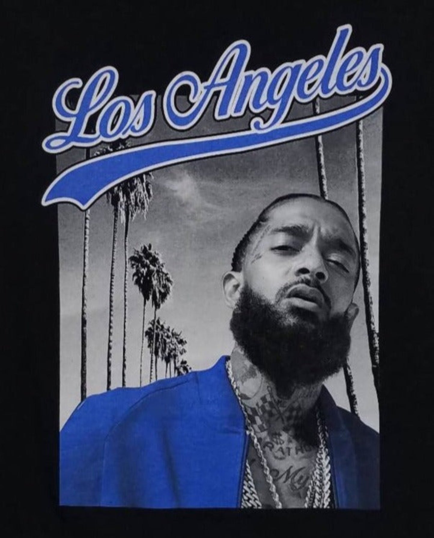 Nipsey Hussle Los Angeles portrait unisex black graphic T-shirt hip hop apparel adult sizes S-3XL