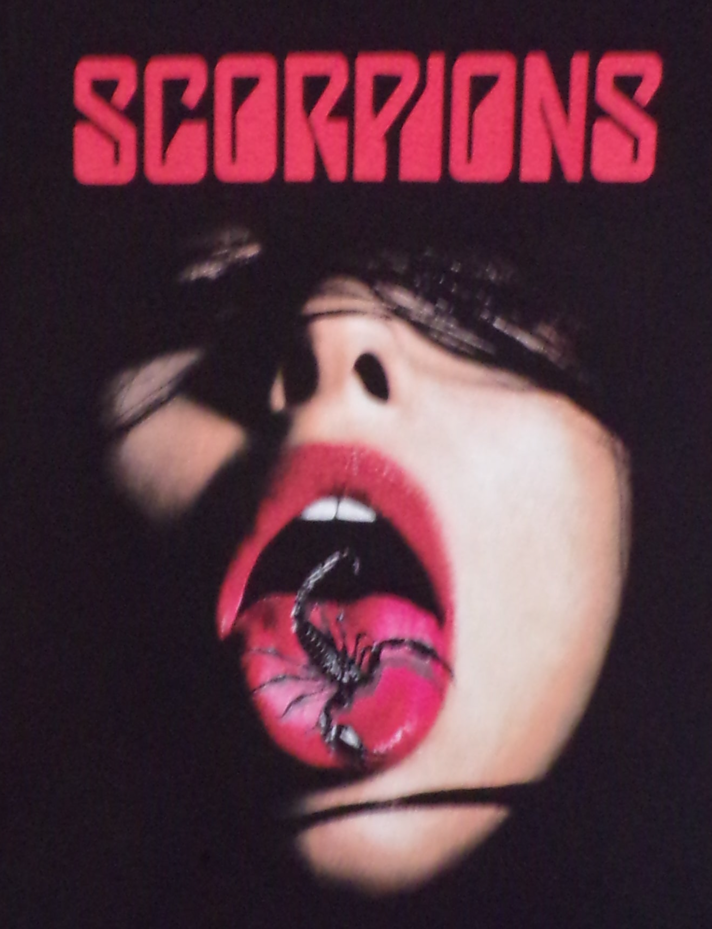 ’Scorpions Girl With Scorpion On Tongue’ Adult Unisex Band Silkscreen T-Shirt. Available From Small-3XL. -