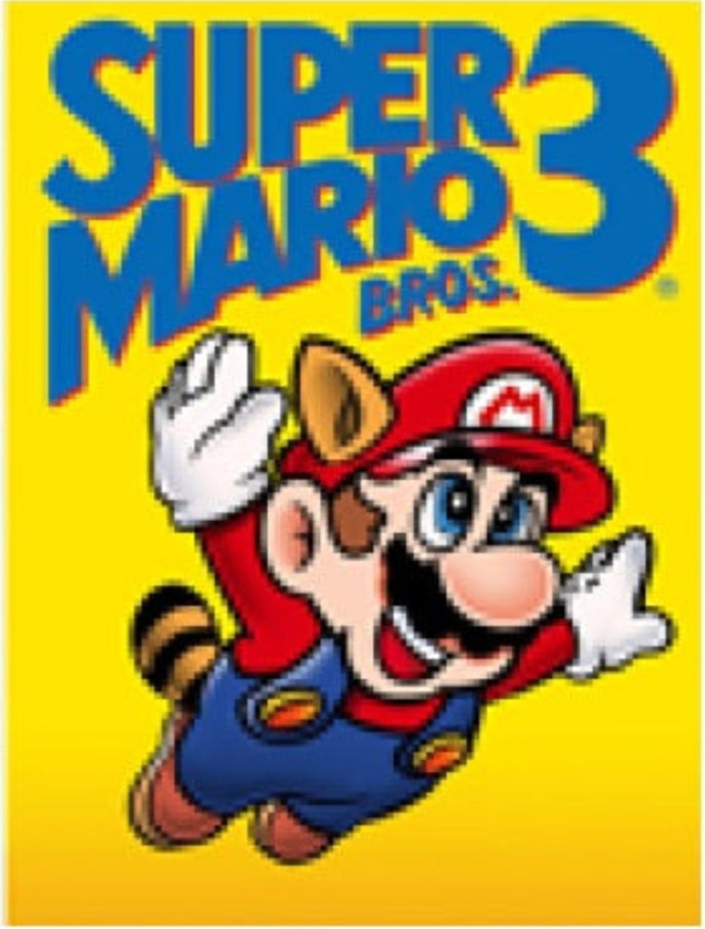 Super Mario Bros 3 NES cover featuring raccoon power-up