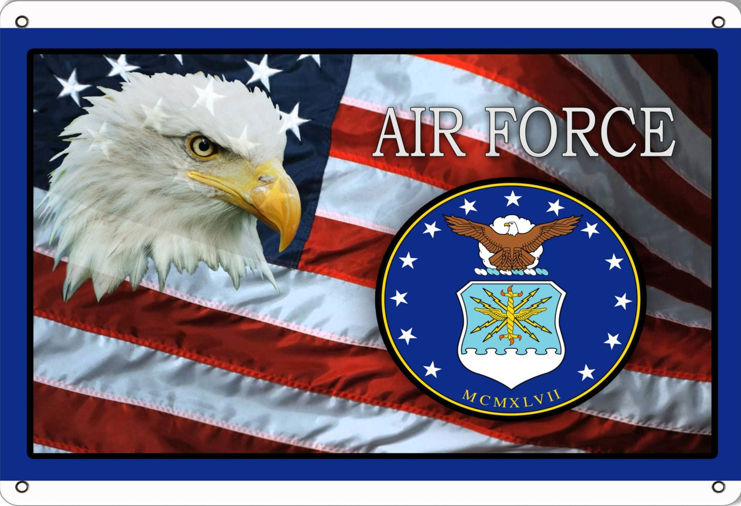 United States Air Force Flag Metal Sign with Bald Eagle – 9x12 Aluminum Wall Decor