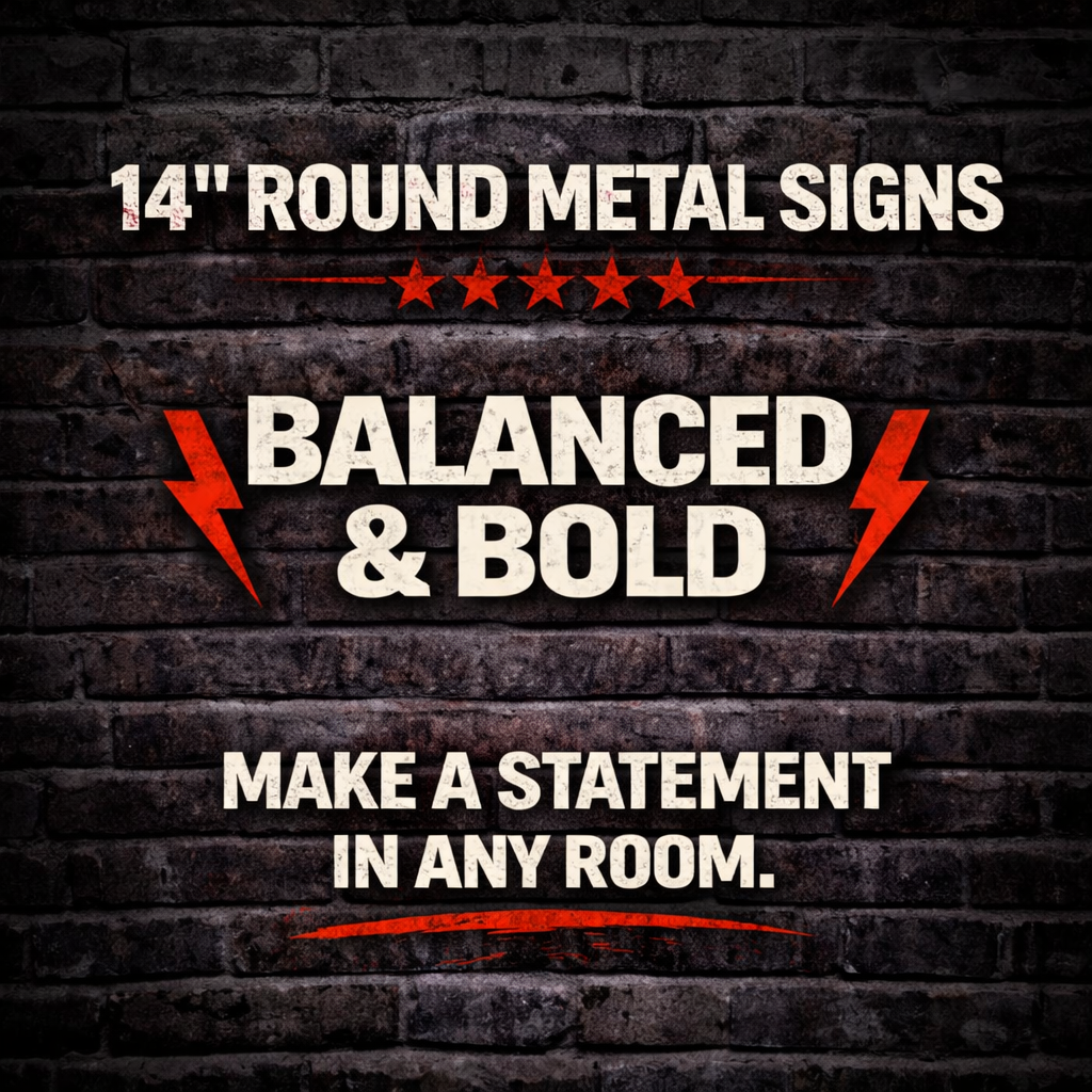 Shop 14 inch round metal signs collection featuring garage and man cave wall decor designs