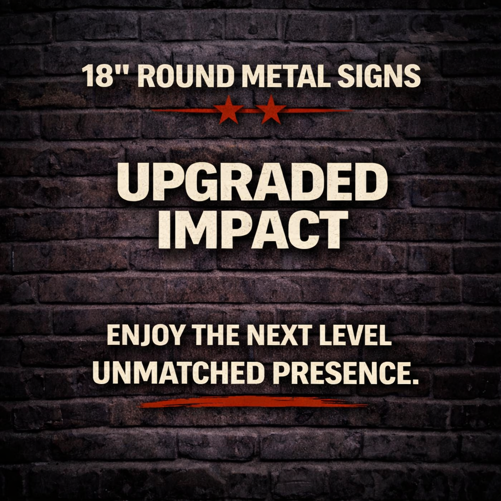 Shop 18 inch round metal signs collection featuring bold garage and man cave wall decor designs