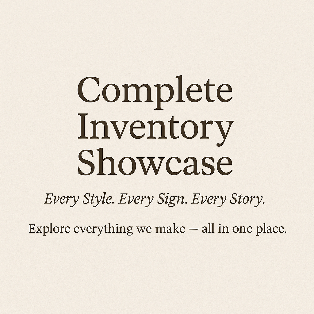 Complete Inventory Showcase banner — full JB Accessories05 collection featuring graphic tees and metal signs