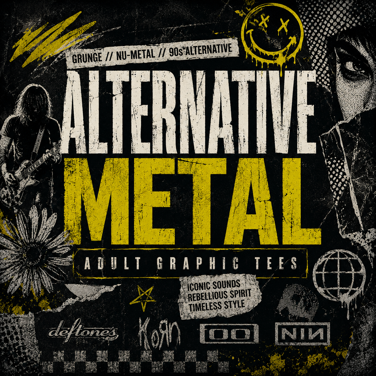 Shop alternative metal adult graphic tees collection featuring rock and metal inspired shirt designs
