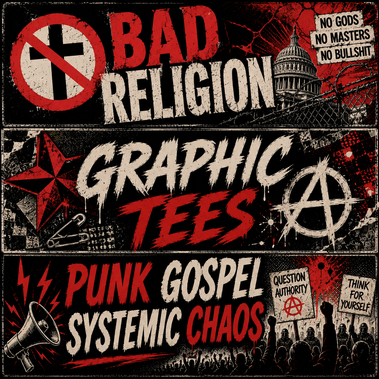 Shop Bad Religion adult graphic tees collection featuring punk rock inspired shirt designs