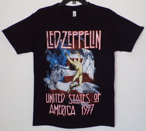 New "Led Zeppelin United States Of America 1977" Unisex Silkscreen T-Shirt. Available From Small-3XL.