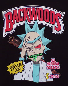 New "Rick And Morty Backwoods" Unisex Silkscreen T-Shirt. Available From Small-3XL.